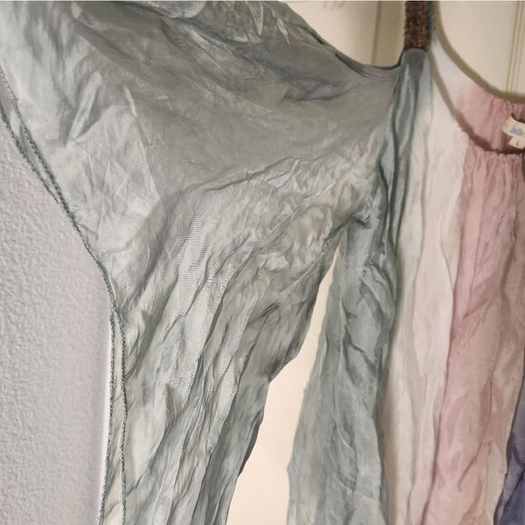 Belle France L Ethereal SILKBlendLined SequinStrap FairyWingSleeve Women Blouse - Picture 9 of 13